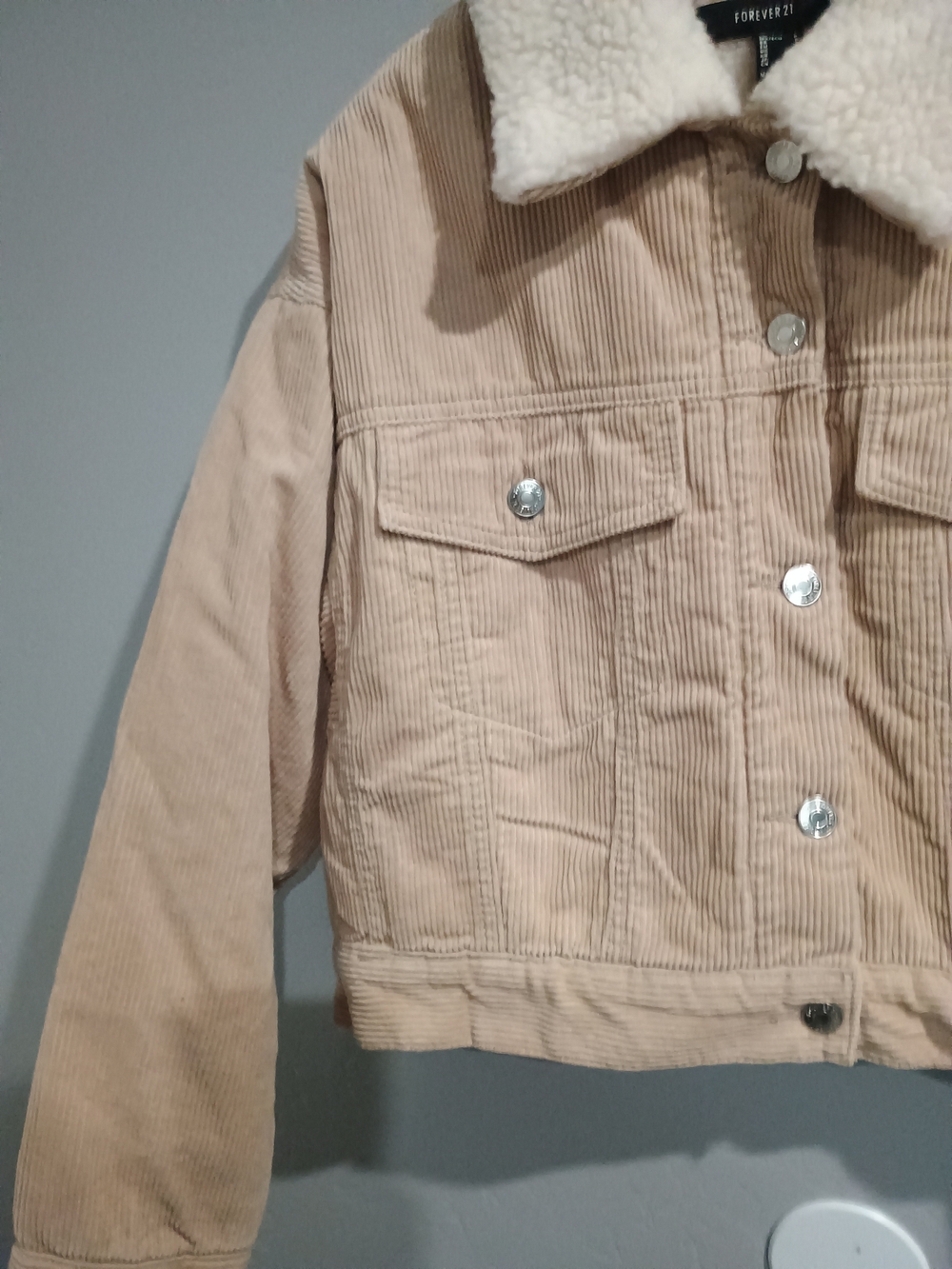 Forever 21 Beige Corduroy Teddy Collar Jacket - Picture 4 of 11